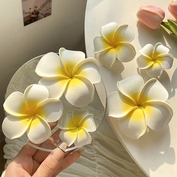 鸡蛋花头饰仿真花甜美花朵发夹边夹刘海夹出游海边夹子复古装饰品