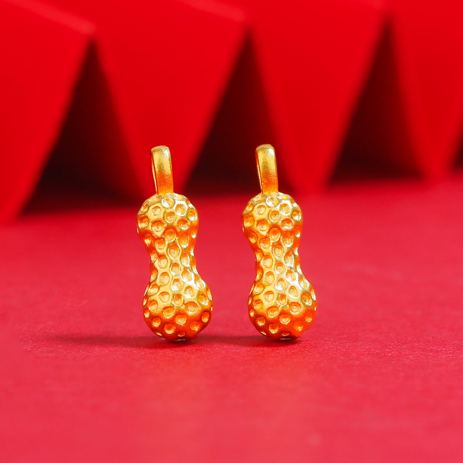 足金999花生吊坠3d硬金好事花生项链24k黄金diy配件好事连连挂坠