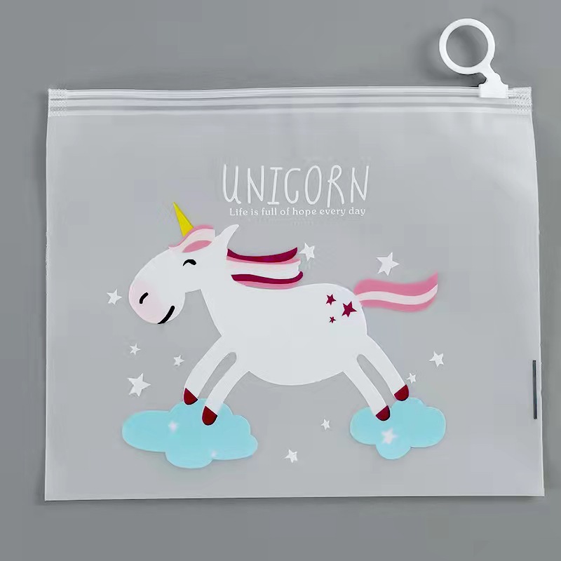 Unicorn Frosted Pencil Case Wholesale Stationery Case Large Capacity Transparent File Bag Student Minimalist Cute Cartoon Pencil Case