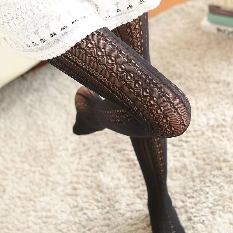 New Lolita Fashion Lace Pantyhose Japanese JK Cute Hollow Socks White Breathable Adult Stockings