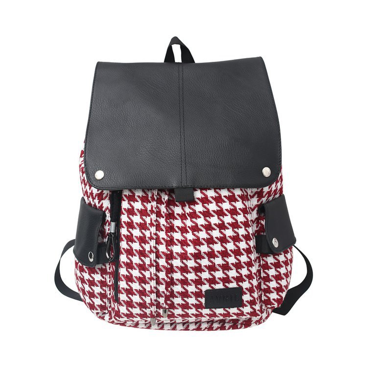 Houndstooth College Students Bag Female 2022 Autumn and Winter New Junior High School Student Backpack Outdoor Leisure Backpack