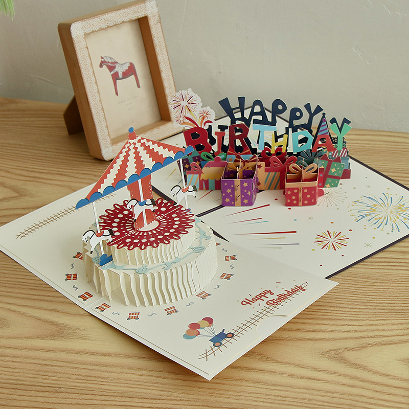 生日蛋糕3D立体贺卡ins感折叠纸雕祝福卡片礼物送男友女礼物