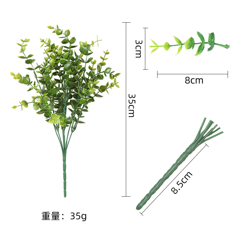 a Variety of Green Simulation Plants Eucalyptus Persian Grass Plastic Fake Flower and Greenery Pot Simulation Plant Wall Accessories Bundle