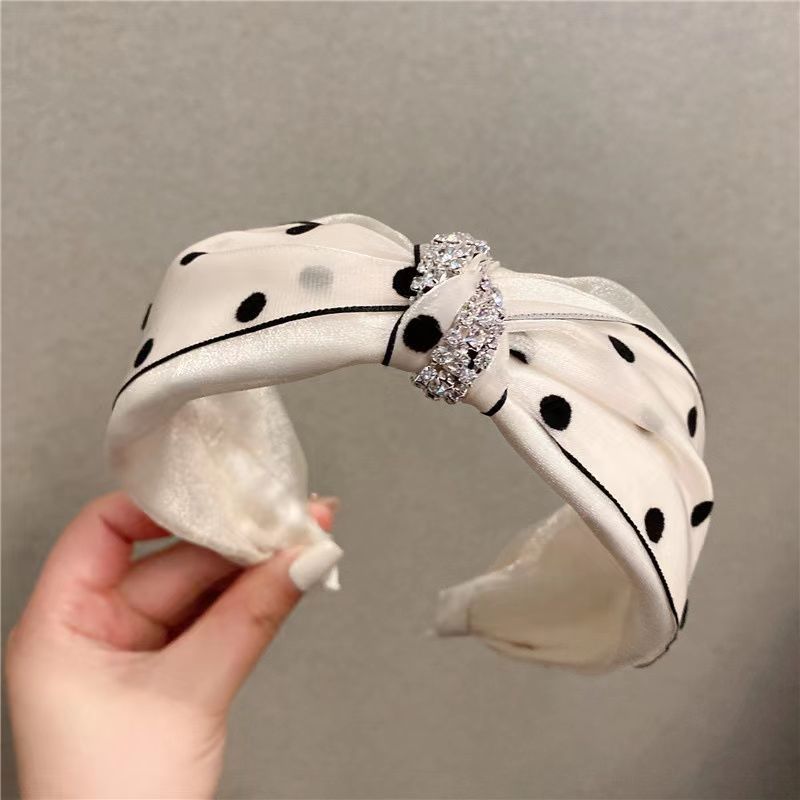 Black Elegance, Fashion, Simplicity Retro New Style Women's Versatile Wide Hair Pressing Headwear Rhinestone Knotted Headband Fashion