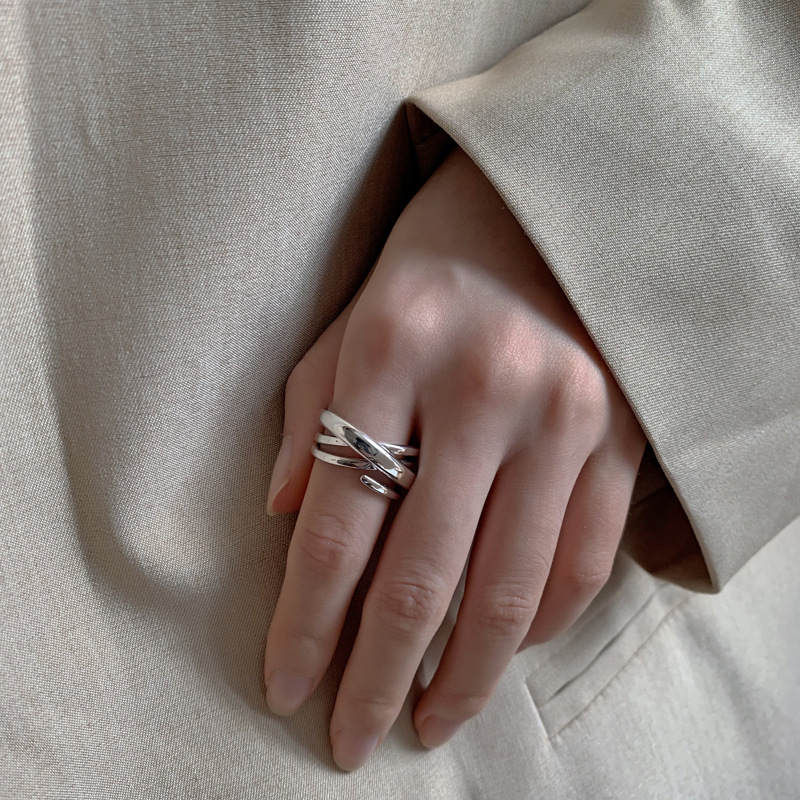 Korean Style Sense of Design Ins Fashion Unique Geometric Ring TikTok Set as in Same Style Index Finger Ring