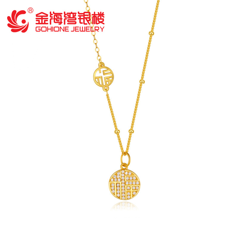 5成交5条中国黄金同心结项链s925纯银蝴蝶结吊坠女款时尚黄金