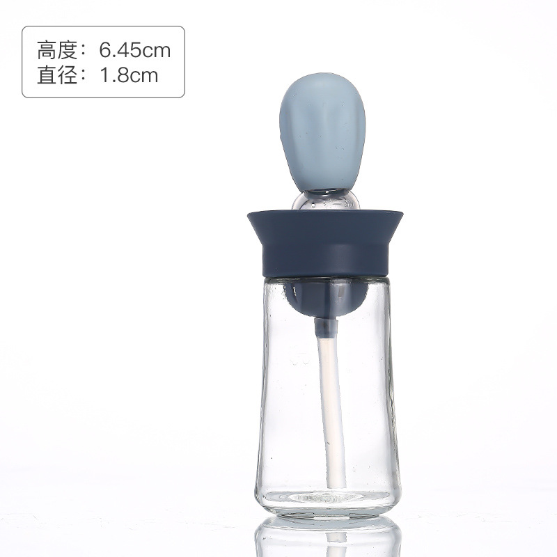 Glass Oil Bottle Silicone Brush Kitchen Oil Pot Bottles for Soy Sauce and Vinegar Barbecue Oil Brush Bottle Baking at Home Quantitative Oil Bottle