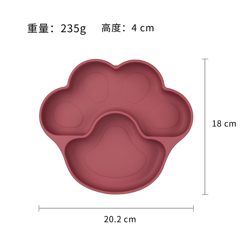 New Product Best-Selling Baby Silicone Hand-Shaped Brush Dinner Plate Large Suction Cup Separated Platinum Dinner Plate Feeding Children's Tableware Set