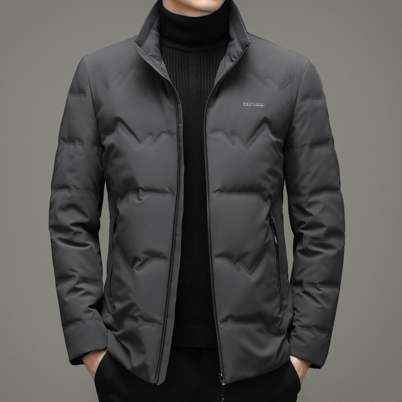 2023冬装新品男士羽绒服中青年时尚休闲短款立领白鸭绒保暖外套厂