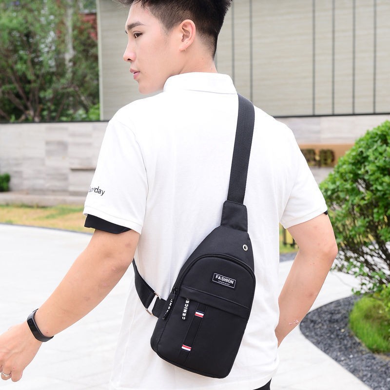 Cross-Border Men's Chest Bag 2022 New Fashion Youth Waist Bag Fashion Sports Small Bag Trend Solid Color Single-Shoulder Bag