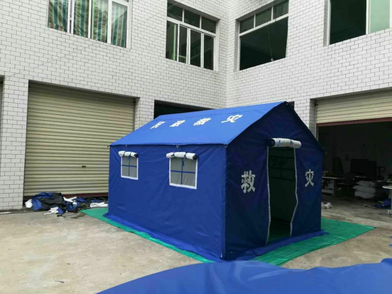 12平方蓝色民政救灾专用帐篷抗震防汛工程救援应急帐篷