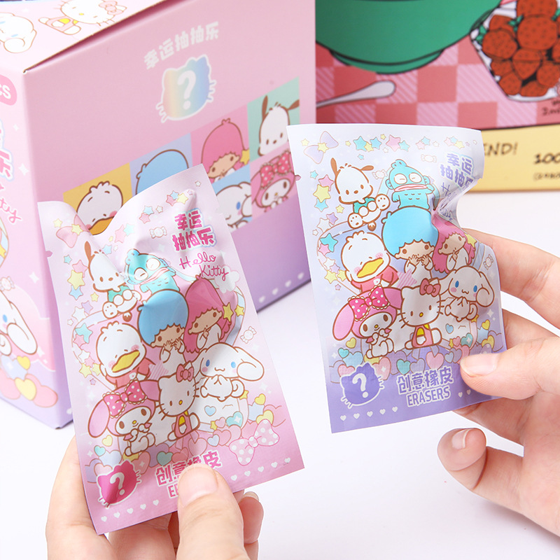 Sanrio Rubber Blind Box Good-looking Cute 3D Eraser Removable Assemble Clearomizer Fun Chouchoule