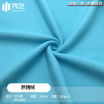 世博绒大卫衣喜绒秋冬加厚毛圈绒布抓毛针织面料时装套装棉涤布料