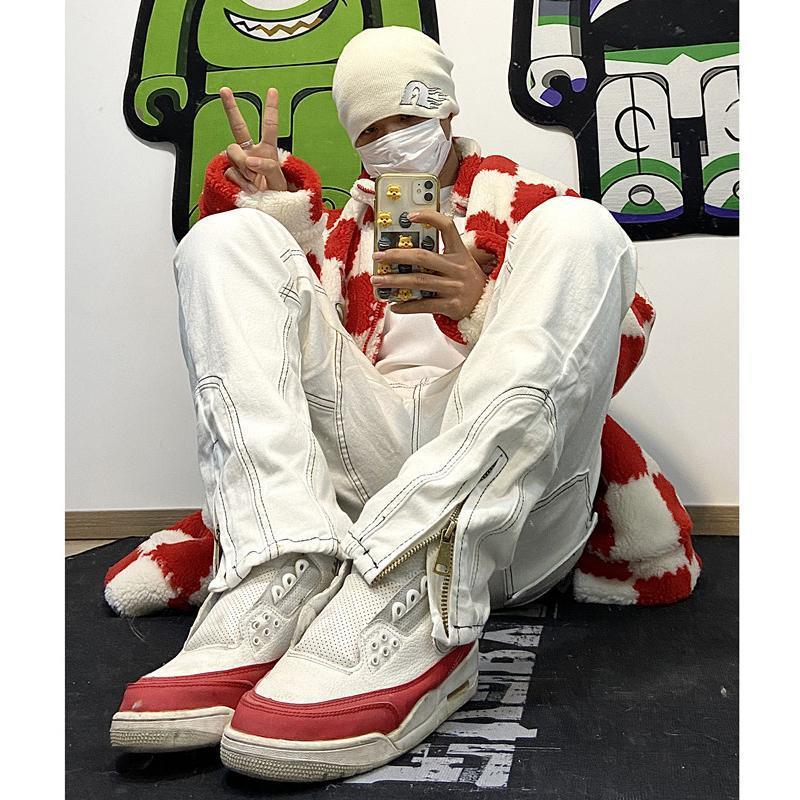 西海岸牛仔裤男美式街头拉链微喇叭裤欧美vibe裤子高街