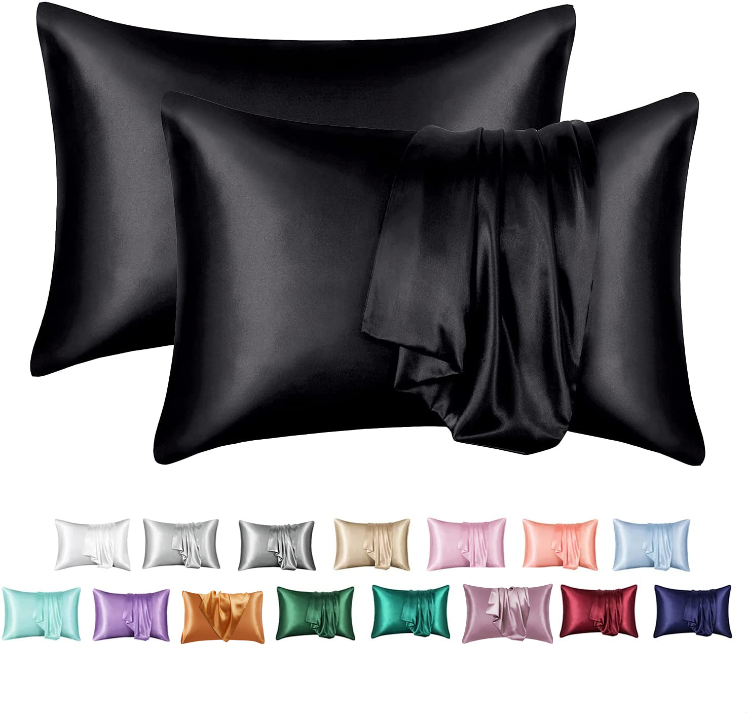 Cross-Border Silk-like Solid Color Satin Pillowcase Envelope Pillow Pillow Pillow Cases Wholesale Pillow Pair Multi-Color