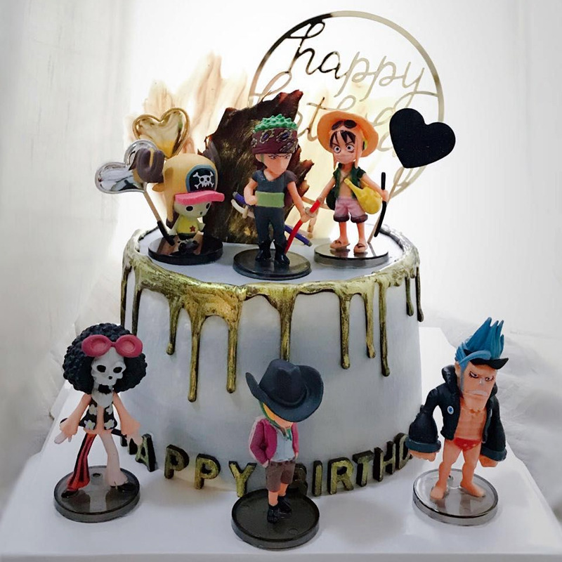 派对蛋糕装饰 海贼王6款路飞乔巴索隆人偶手办动漫模型玩偶摆件
