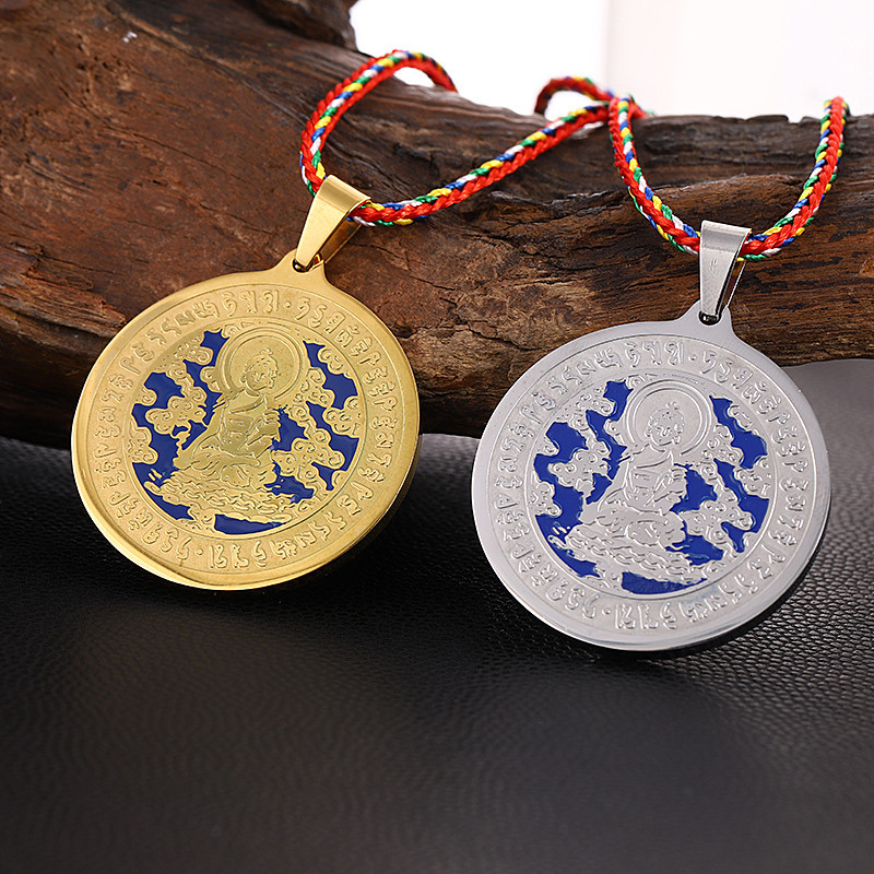 批发佛教密宗蓝药师吊坠挂件佛牌准提镜咒轮项链随身男女饰品转运