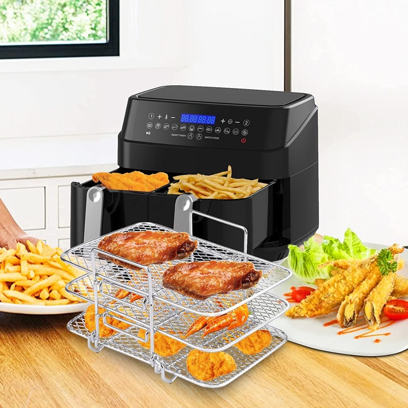 跨境新品 三层烤架蒸架不锈钢air fryer accessories空气炸锅配件-阿