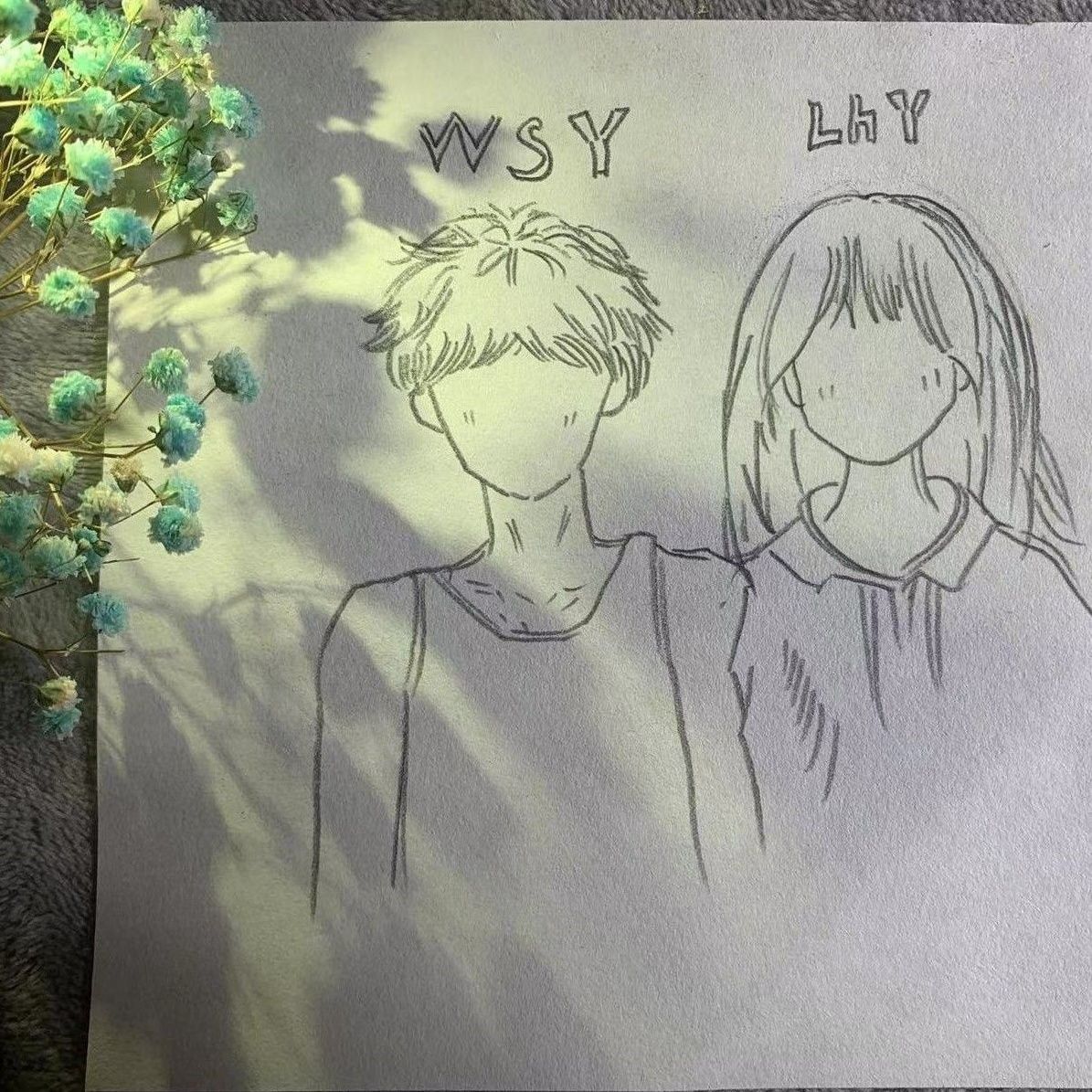 送闺蜜好朋友情侣创意铅笔画手绘速写素描装饰画卡通可爱装饰礼品