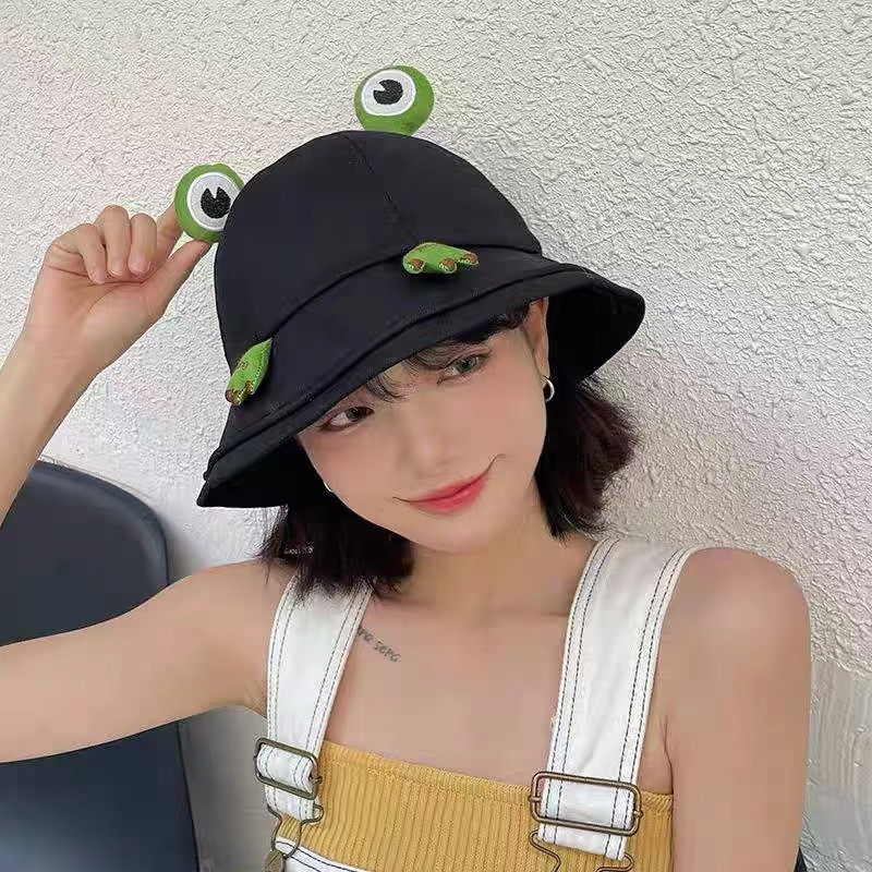 Spring and Summer Korean Fisherman Hat Student Anti-Sunburn Sun Hat Basin Hat Tide New Cute Cartoon Frog Hat Female