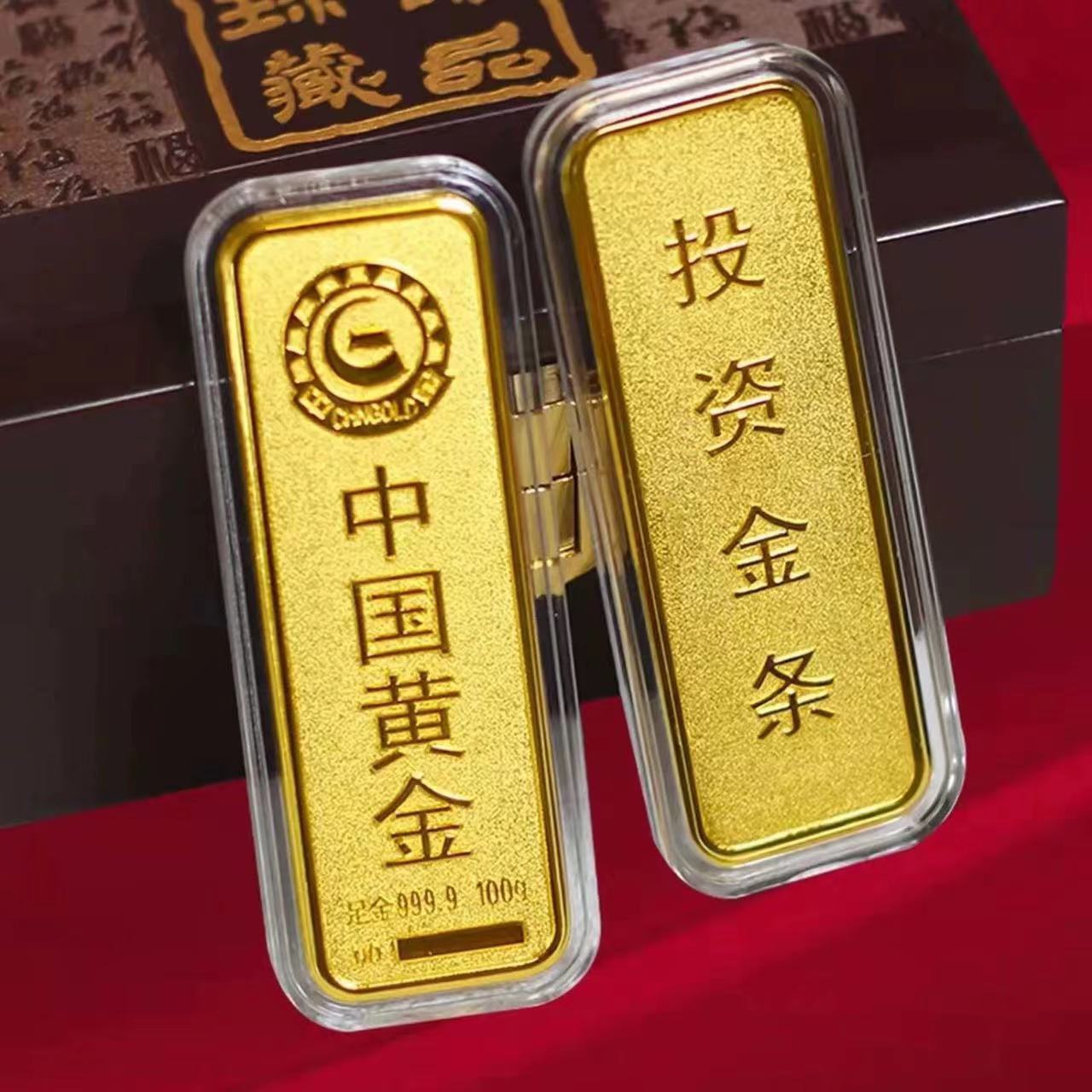 足重仿真金条中国黄金纯铜合金镀金银行金店摆饰金条金砖样品展示