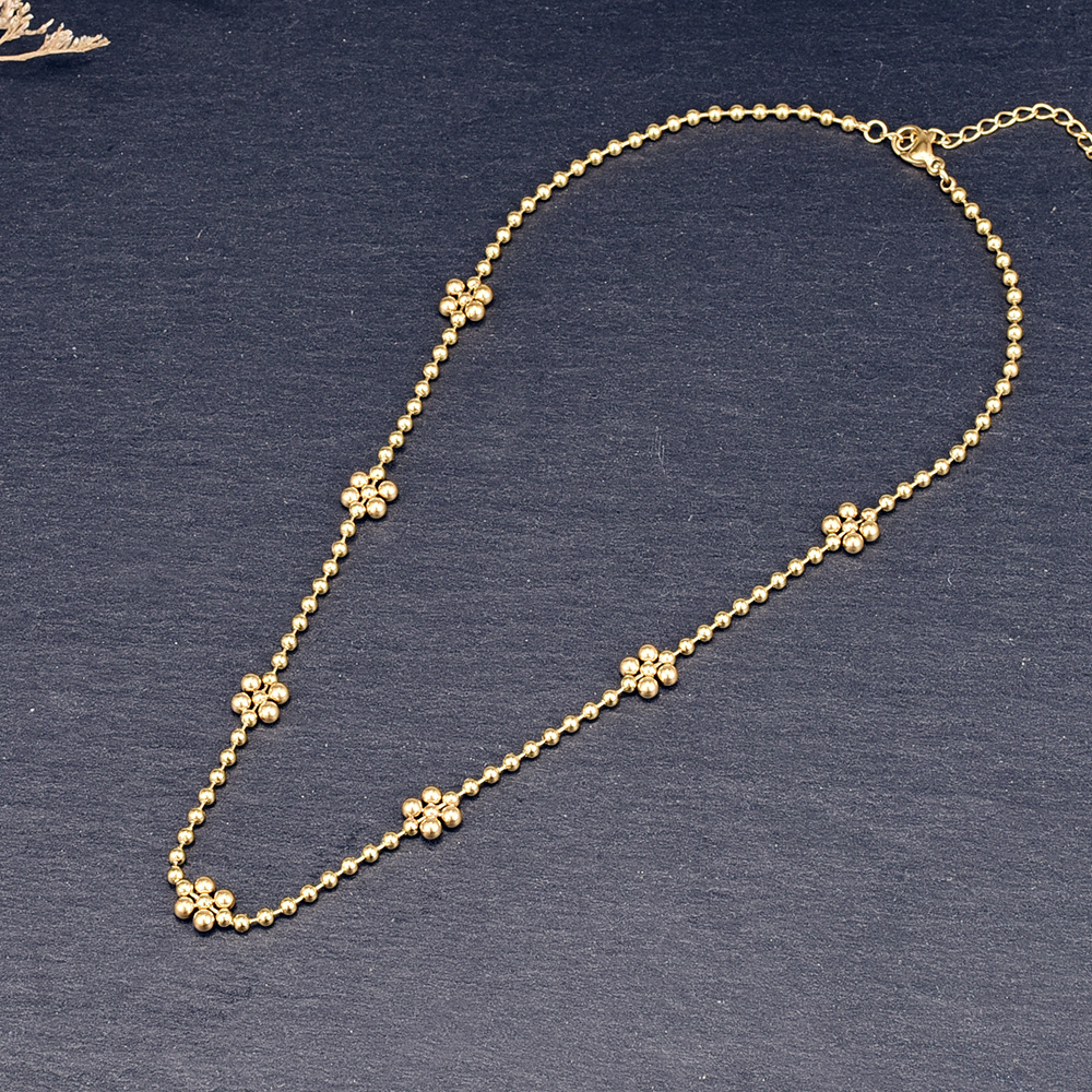 l08波珠链雪花米珠小金珠项链锁骨短链可爱学生女款