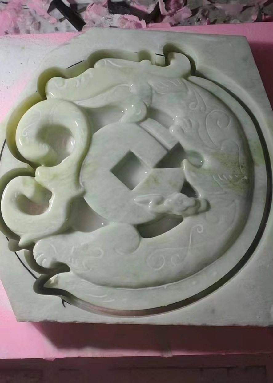 双面工龙镂空雕刻古典简约天然玉石玉璧仿古摆件送礼装饰客厅展会