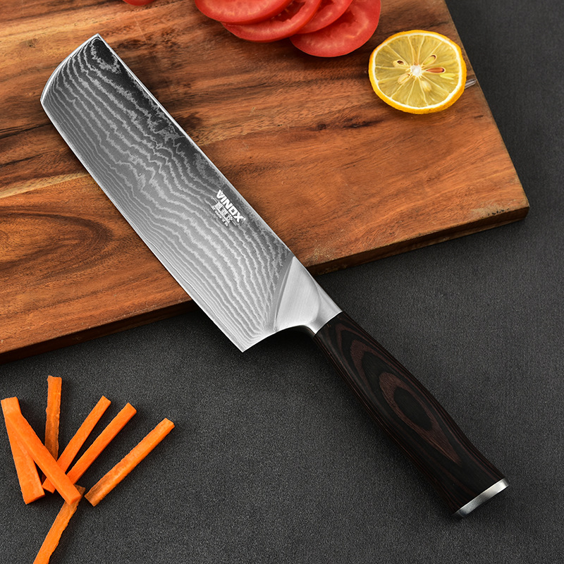 新款 大马士革钢三德刀67层vg-10不锈钢厨师小菜刀厨房切肉片刀具