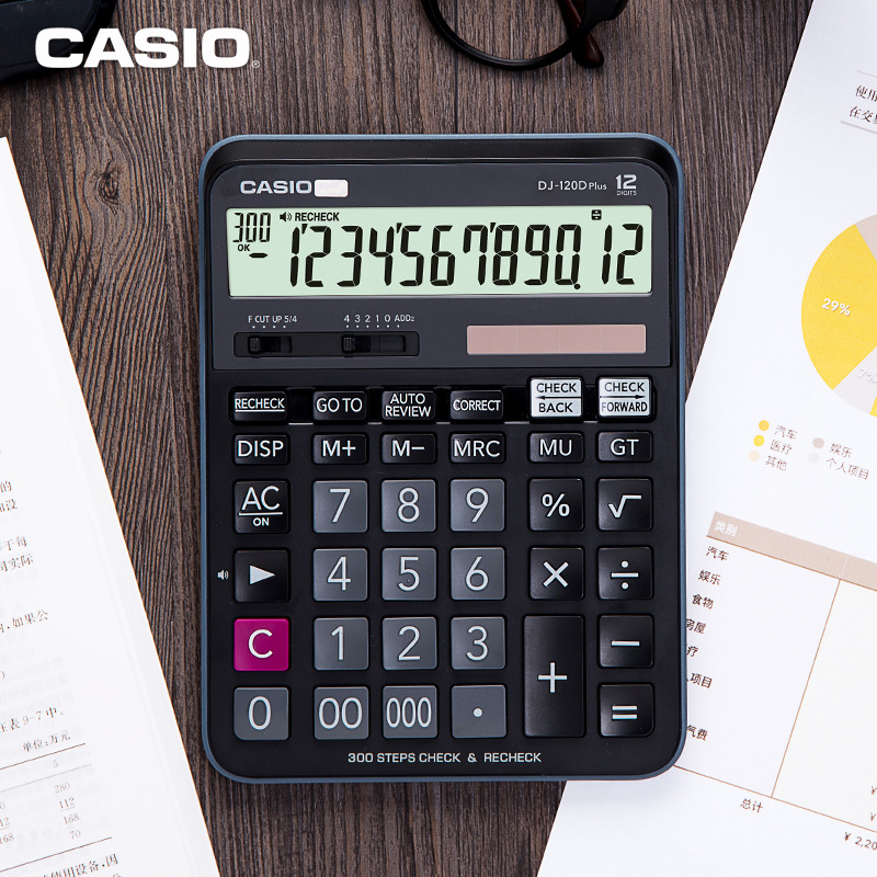 Casio Casio DJ-120D plus Financial Accountant Calculator 300 Steps Search Machine Check Back