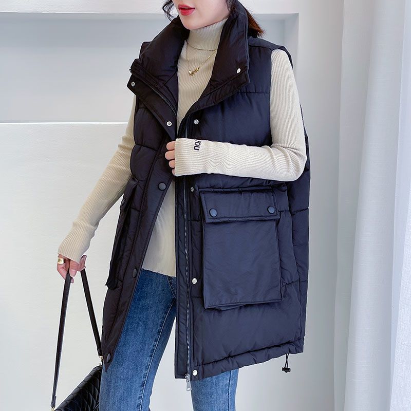 【天猫品质】特大码300斤胖mm中长款羽绒棉马甲女秋冬宽松马夹背