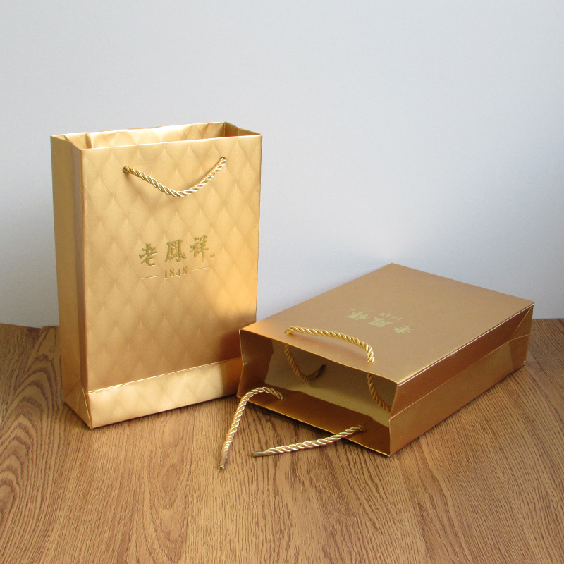 批发磨砂金卡纸手提袋金银首饰礼品包装纸袋凤祥珠宝手提袋礼品袋