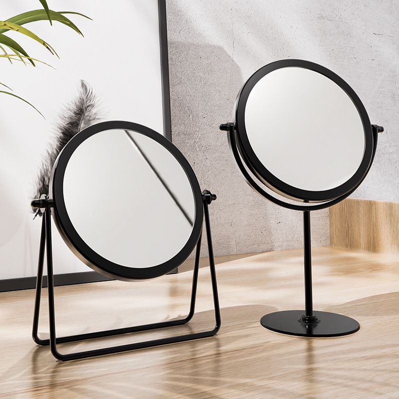 Cross-Border Metal Iron Art Mirror Student Dormitory Desktop Desktop Stand-up Makeup Mirror Nordic Instagram Style Dressing Mirror