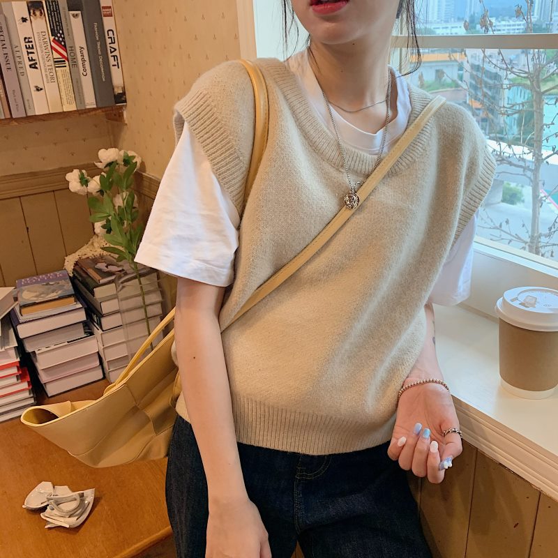 针织马甲长款黄色