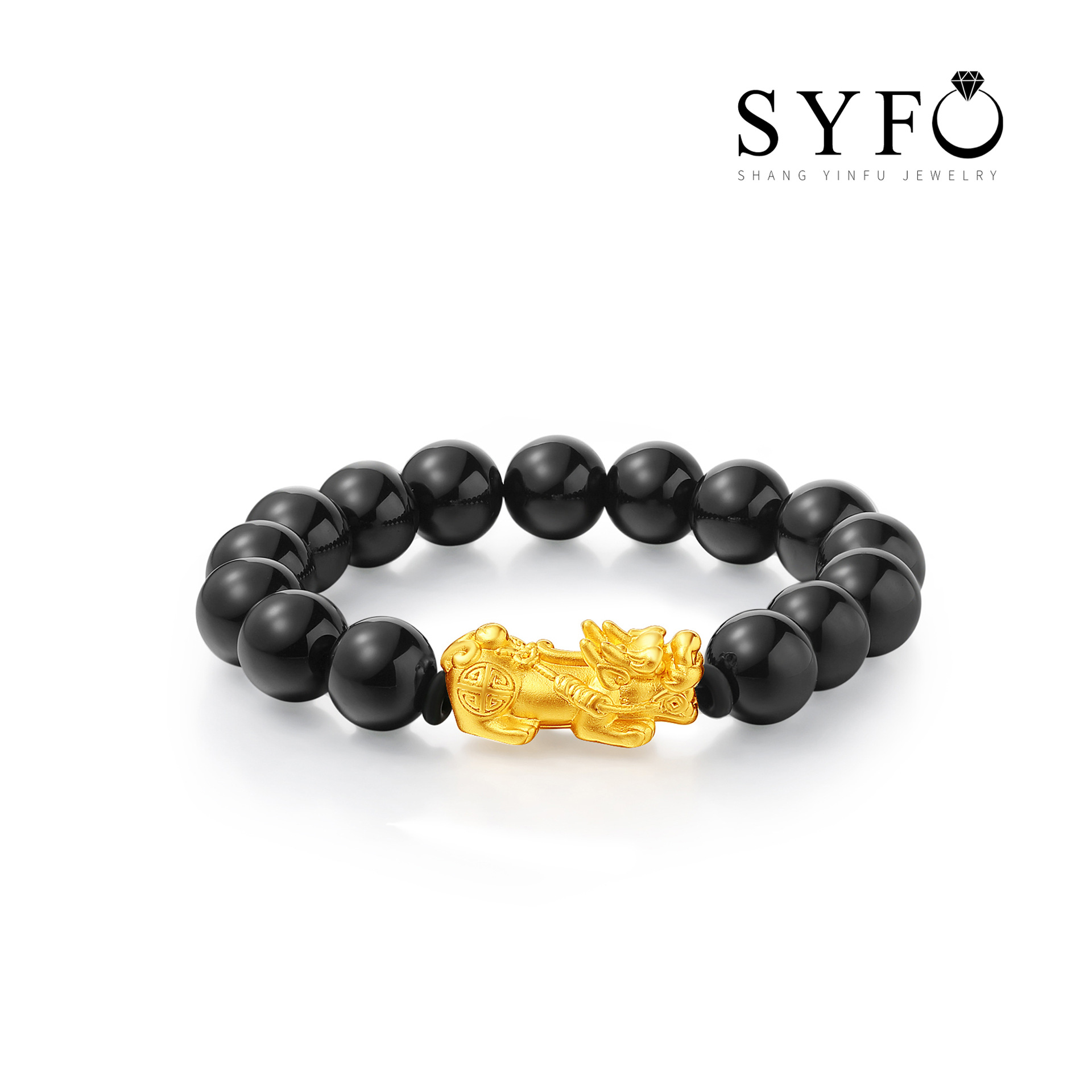 足银3d硬银貌雅天然玛瑙镀金招财转运男士款手串兔年