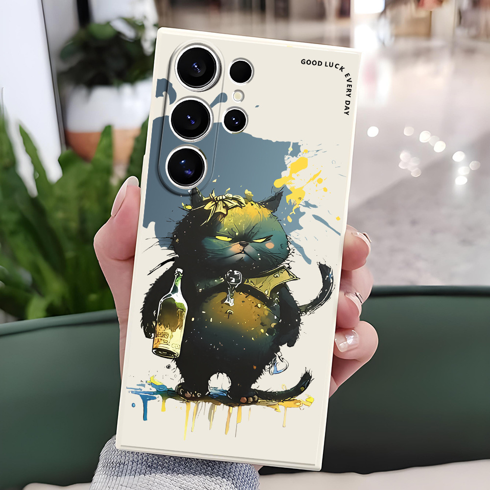 涂鸦油画熊猫适用三星s24ULTRA手机壳磨砂S23软壳S20个性防摔保护