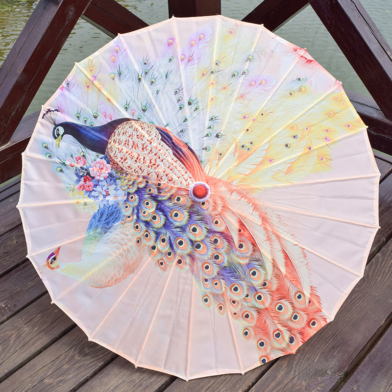 Oiled Paper Umbrella Silk Cloth Printed Umbrella Antique Umbrella Wholesale National Trendy Style Hanfu Decorative Suspended Ceiling Dance Performance Umbrella