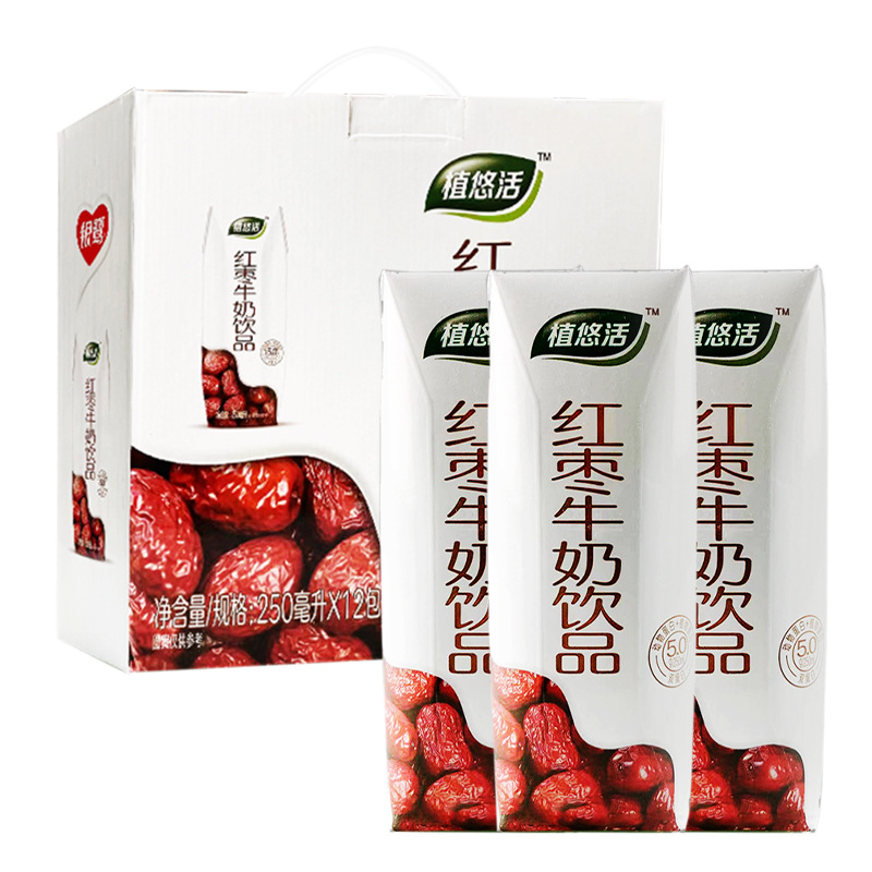 银鹭红枣味早餐奶250ml*12盒利乐包学生营养早餐牛奶饮品饮料整箱