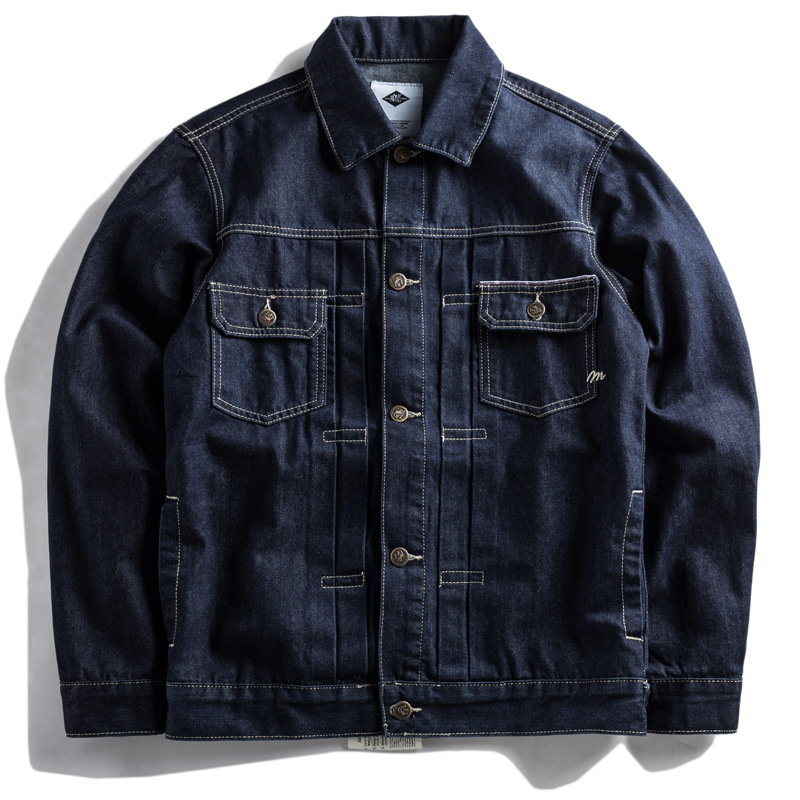 春秋季牛仔外套男余文乐同款原色牛仔衣潮青年修身帅气夹克潮流