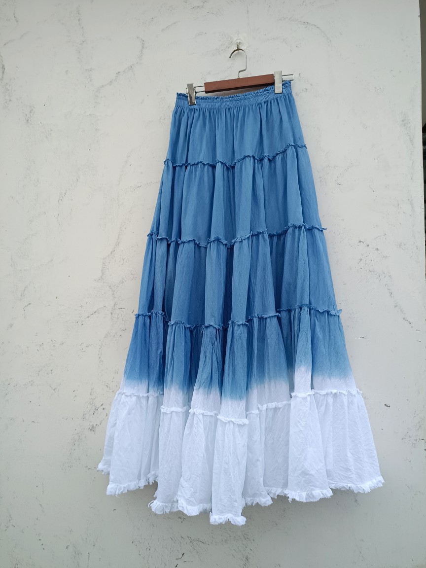 云南大理扎染手工扎染蓝染半身裙拼接蛋糕裙-阿里巴巴