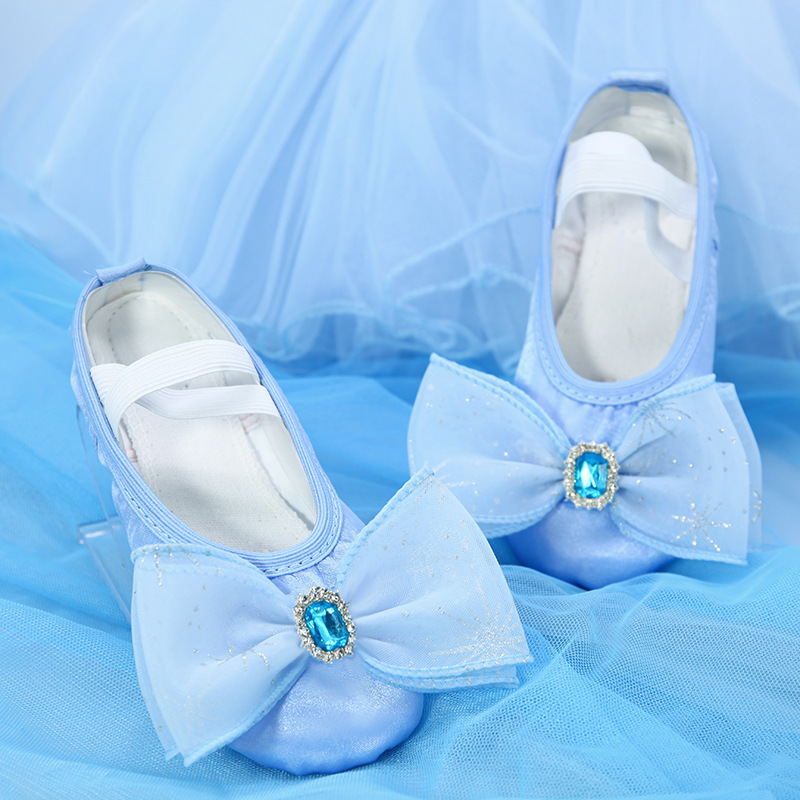 新款蓝色女童儿童舞蹈鞋女软底练功跳舞女孩女生中国芭蕾舞鞋幼儿