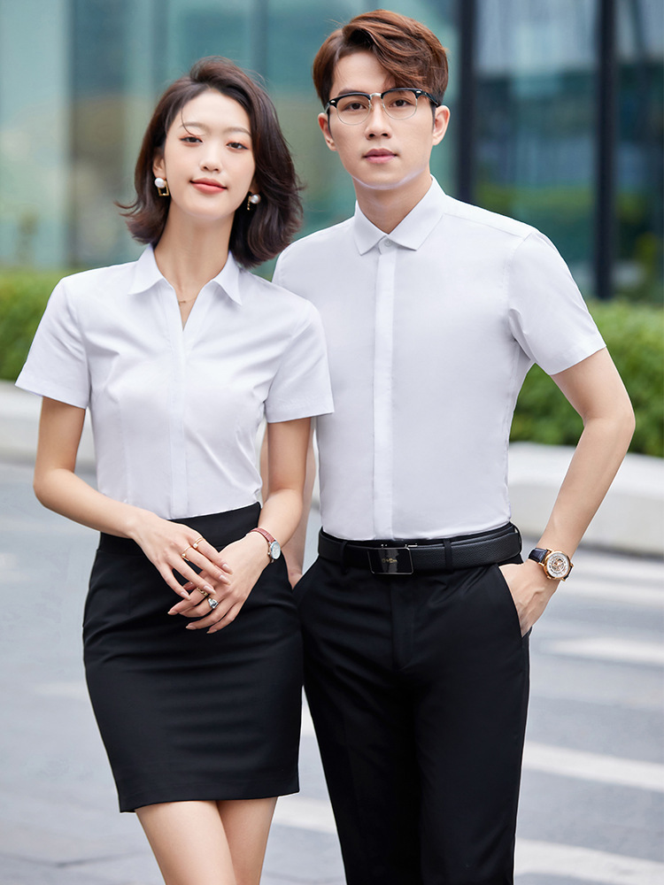 白衬衫短袖夏公务员面试服装女小学教师资格证面试衣服女职业套装