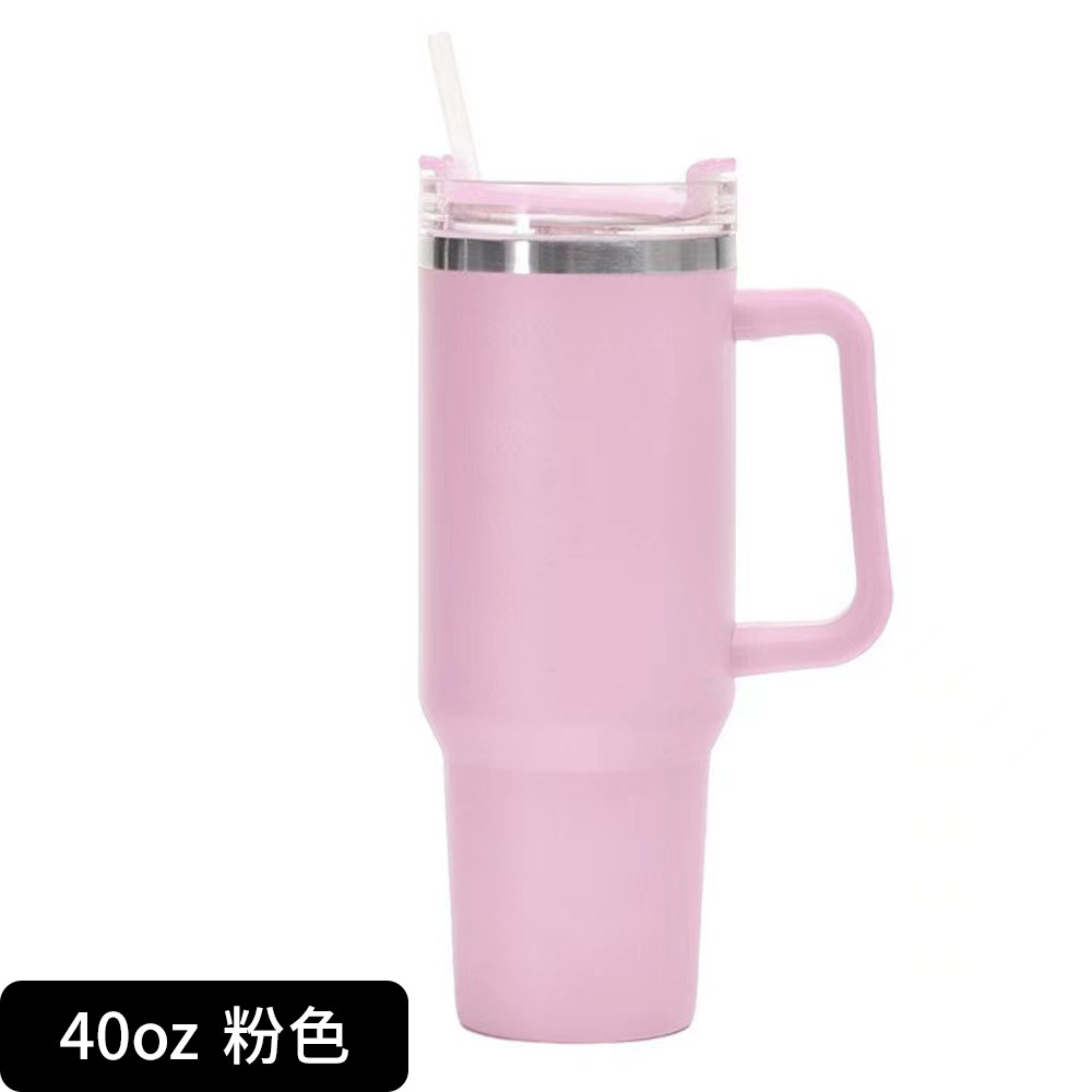 Amazon Hot 40Oz Large Capacity with Handle Cup 304 Stainless Steel Large Ice Cup Straw Thermal Insulation Cup