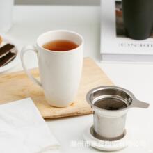 陶瓷杯带盖+304不锈钢过滤网咖啡杯套装印可印logo跨境专供马克杯