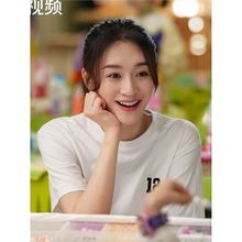 烟火人家孟以安李小冉同款T恤白色数字12纯棉短袖女半袖上衣服潮