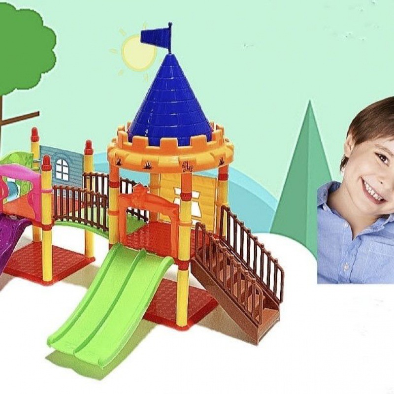 儿童滑梯三合一游乐园拼装积木玩具套装过家家男孩礼物4到6岁