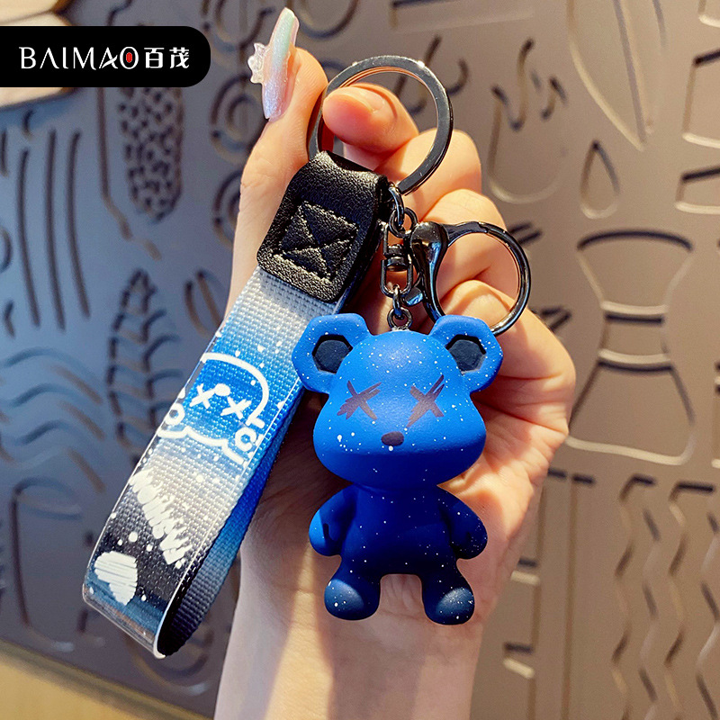 Creative Cartoon Gradually Chameleon Bear Keychain Exquisite Resin Toy Couple Package Pendant Car Accessories Key Chain