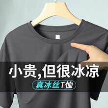 冰丝速干男t恤夏季男士短袖网眼运动半袖男款大码跑步上衣服圆领