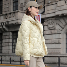 欧洲站轻薄短款羽绒服女连帽拼接假两件外套冬季时尚保暖外套潮