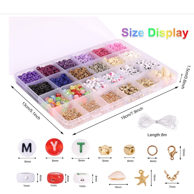 Amazon Hot Sale 5000 Heishi Brickearth Beads Letter Beads Children's Ornaments DIY Accessories Soft Pottery Piece Suit