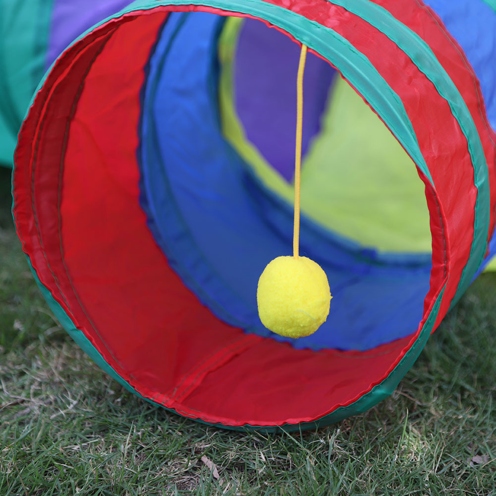 宠物玩具 猫玩具钻桶可折叠猫通道 猫玩具宠物用品 三通